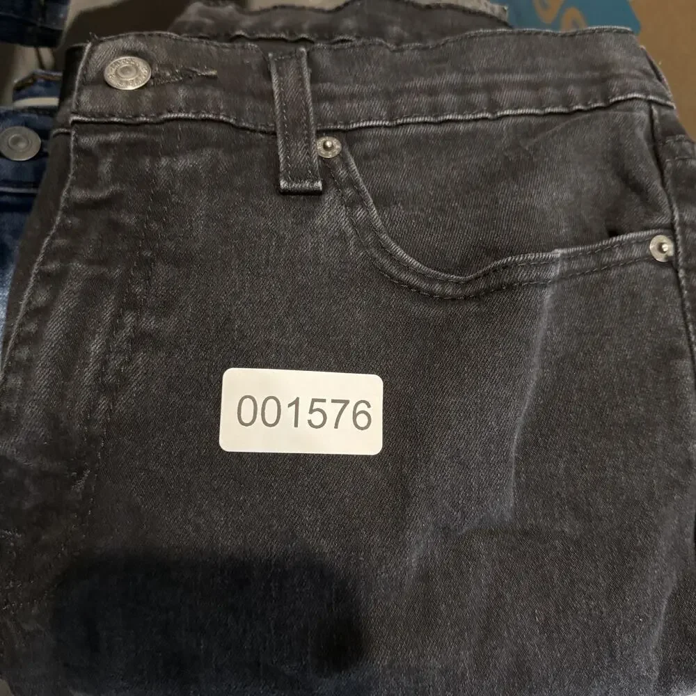 Levi's 511 Jeans Men 34x26 Black Denim Frayed Hem Mid-Rise Slim Fit Straight Leg
